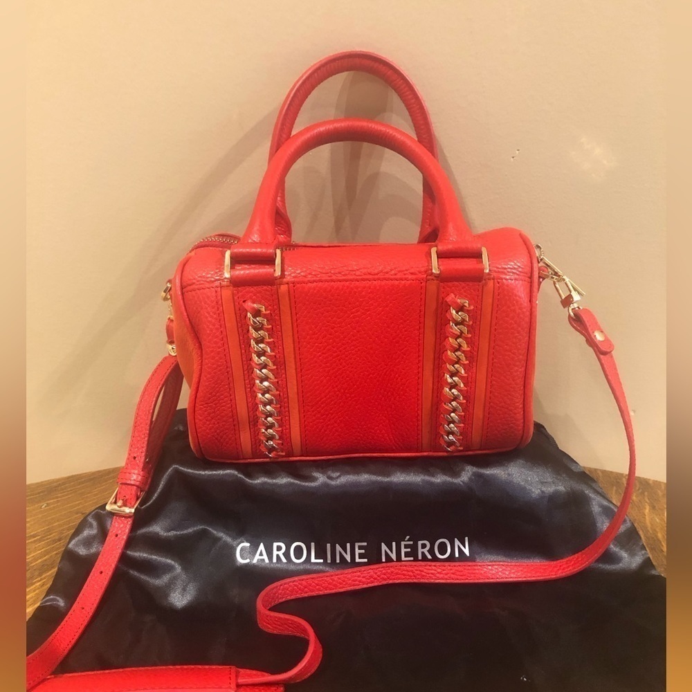 NWT Caroline Néron Red Leather & Suede Mini Crossbody Bag - Picture 3 of 11